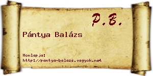 Pántya Balázs névjegykártya